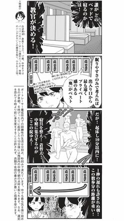 4コマ漫画『ボートレース訓練生・美波』こぼれ話「ベッドの位置は重要？」